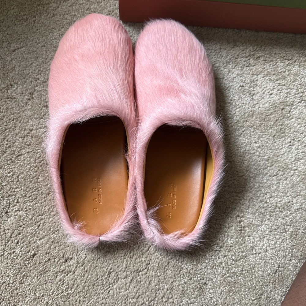Marni Pink Plush Loafers Slip-Ons